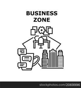 Business zone area. Comfort office. Employee city map. Colleague people. Workplace relax vector concept black illustration. Business zone icon vector illustration