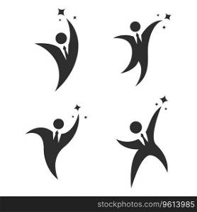 businessman achieve target with stars logo vector icon illustration design 