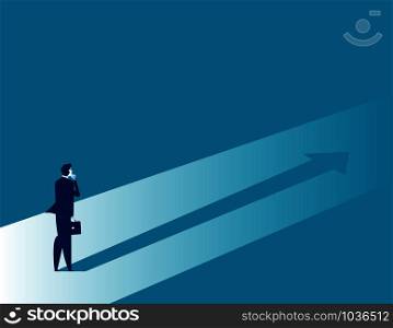 Businessman and arrow shadow. Concept business vector illustration.