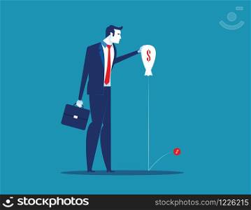 Businessman and bad economy. Concept business vector illustration. Flat character style.