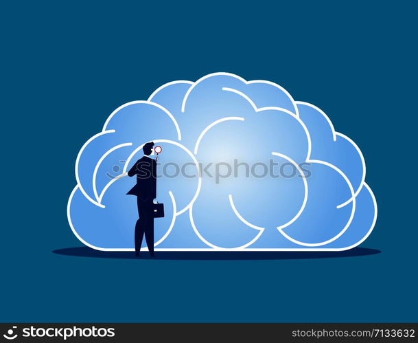 Businessman and brain searching. Concept business vector illustration.