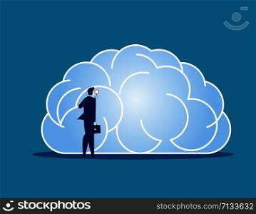 Businessman and brain searching. Concept business vector illustration.
