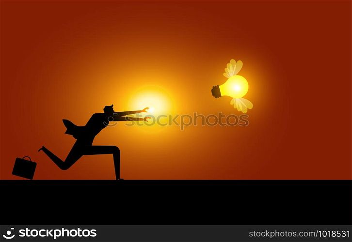 Businessman and bulb fly. Concept business vector illustration.
