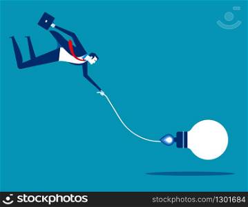 Businessman and bulb navigation. Concept business technology vector illustration, Flat business cartoon, Life style, hold.