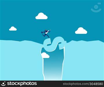 Businessman and dollar sign. Concept business currency vector illustration.