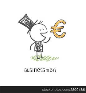 Businessman and Euro symbol. Business illustration.