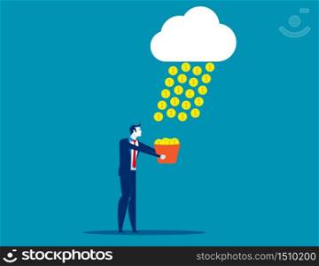 Businessman and Falling Money. Concept business vector illustration, Currency, Financial.