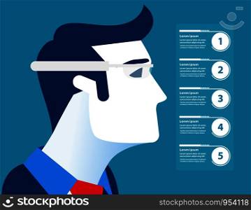 Businessman and glasses technology future. Concept business illustration. Vector