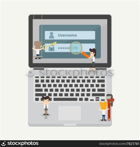 Businessman and internet security concept , eps10 vector format