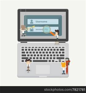Businessman and internet security concept , eps10 vector format