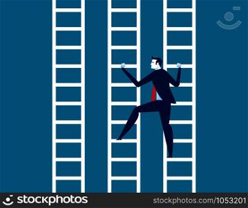 Businessman and ladder. Concept business vector illustration.