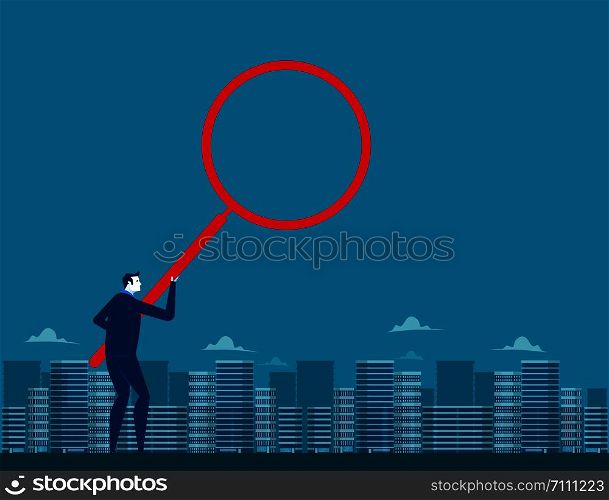 Businessman and magnifying glass. Concept business illustration