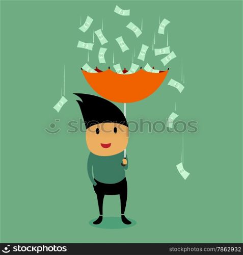 Businessman and Money Rain, Illustration by vector design EPS10.