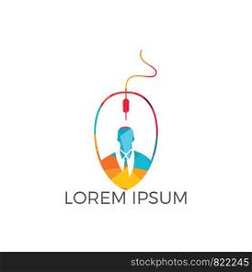 Businessman and mouse logo design. Online business logo design concept. Search Work Illustration.