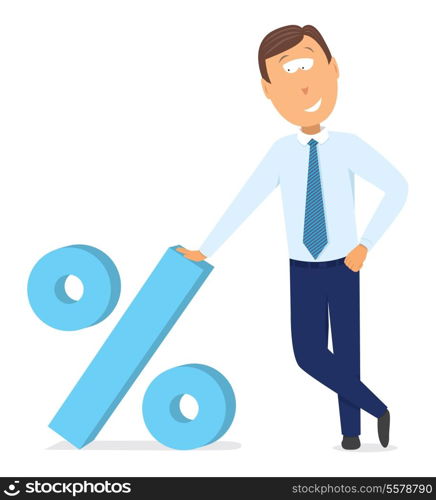 Businessman and percentage / discount symbol