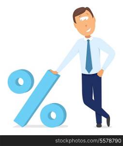 Businessman and percentage / discount symbol