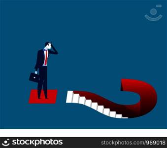 Businessman and question marks. Concept business illustration. Vector flat.