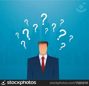 businessman and question marks vector illustration