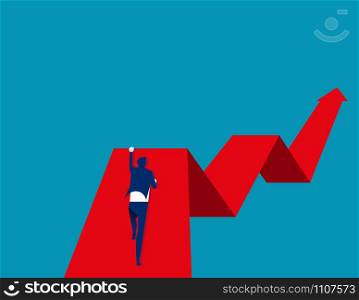Businessman and red graph. Concept business vector illustration.