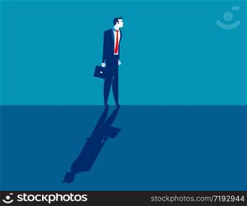 Businessman and shadow. Concept business contrasts vector illustration, Direction, Different.