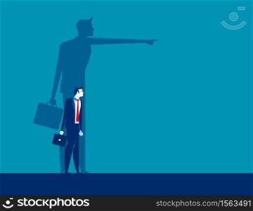 Businessman and shadow pointing to target. Concept business vector illustration, Achievement, Direction.