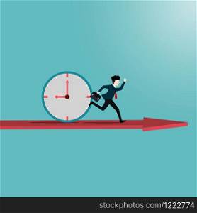 Businessman and time management, Business people run against time, Concept business, Active, Achievement, Vector illustration