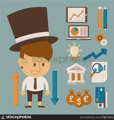 Businessman and tool character , flat design , eps10 vector format