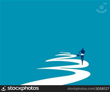 Businessman and winding road. Concept business vector illustration, Direction, Road, The way forward.