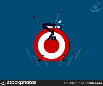 Businessman attacked by arrows. Concept business vector illustration. Flat style.