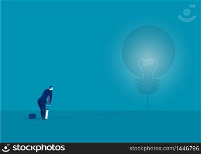 businessman blowing Light bulb by air pump. concept.vector illustrator