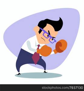 Businessman Boxing. The image of business as a sport. Businessman in sports situations. Businessman Boxing business theme sports