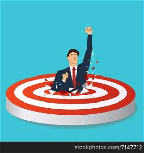 businessman breaking target archery to Successful vector. Business concept illustration