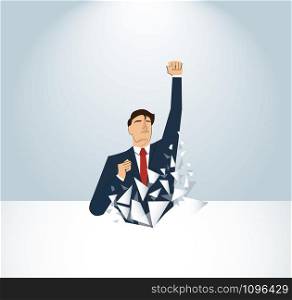 Businessman Breaking the wall. Business concept illustration