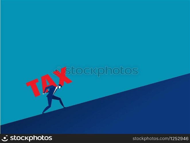 Businessman carrying big tax concept.vector