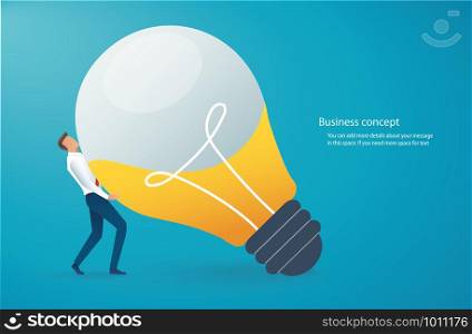 businessman carrying light bulb. concept of creative thinking vector illustration eps10
