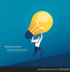 businessman carrying light bulb. concept of creative thinking vector illustration eps10