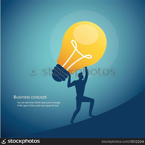 businessman carrying light bulb. concept of creative thinking vector illustration eps10