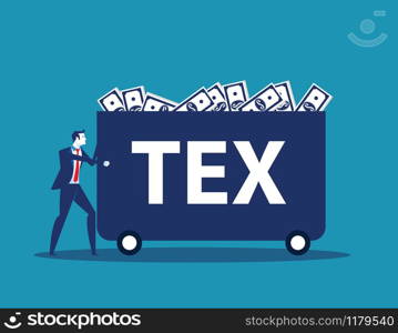 Businessman carrying money with tax. Concept business tax vector illustration.