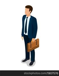 Businessman cartoon character. Elegant young man in business suit. isolated on white background. Vector illustration in flat style. Businessman cartoon character.