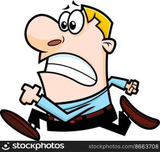 Businessman Cartoon Character Running Late for Work. Vector Hand Drawn Illustration Isolated On Transparent Background