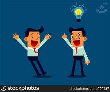 Businessman cartoon character with idea. Concept business vector