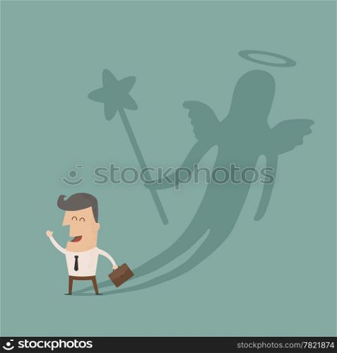 Businessman casting a angel shadow , eps10 vector format