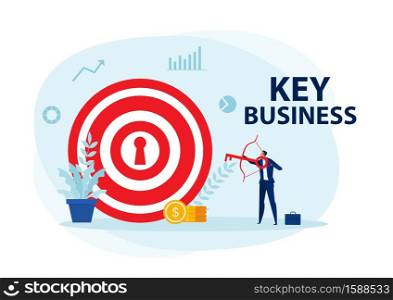 businessman character archery shooting targets key business concept vector