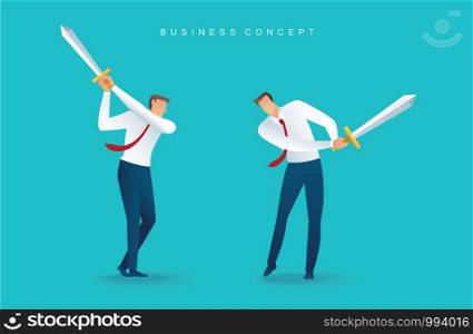 businessman character holding sword vector illustration EPS10