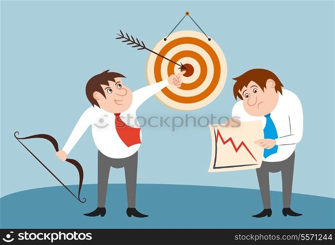 Businessman characters winner and loser concept vector illustration