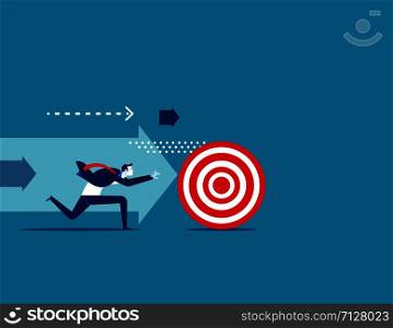 Businessman chasing the target. Concept business vector illustration.