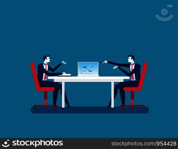 Businessman colleagues discuss future plans. Concept business character cartoon illustration. Vector office business flat