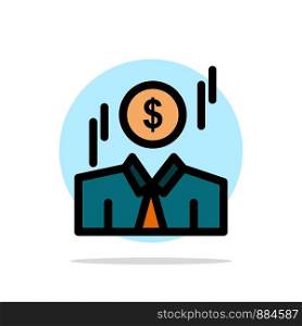 Businessman, Dollar, Man, Money Abstract Circle Background Flat color Icon