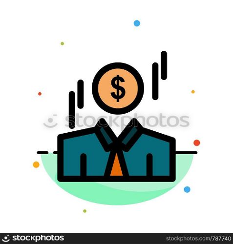 Businessman, Dollar, Man, Money Abstract Flat Color Icon Template