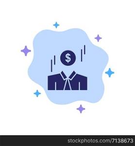 Businessman, Dollar, Man, Money Blue Icon on Abstract Cloud Background